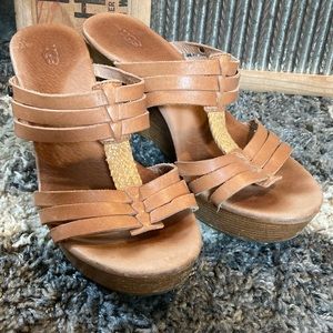 Uggs Strappy Genuine Leather Wedges USW8